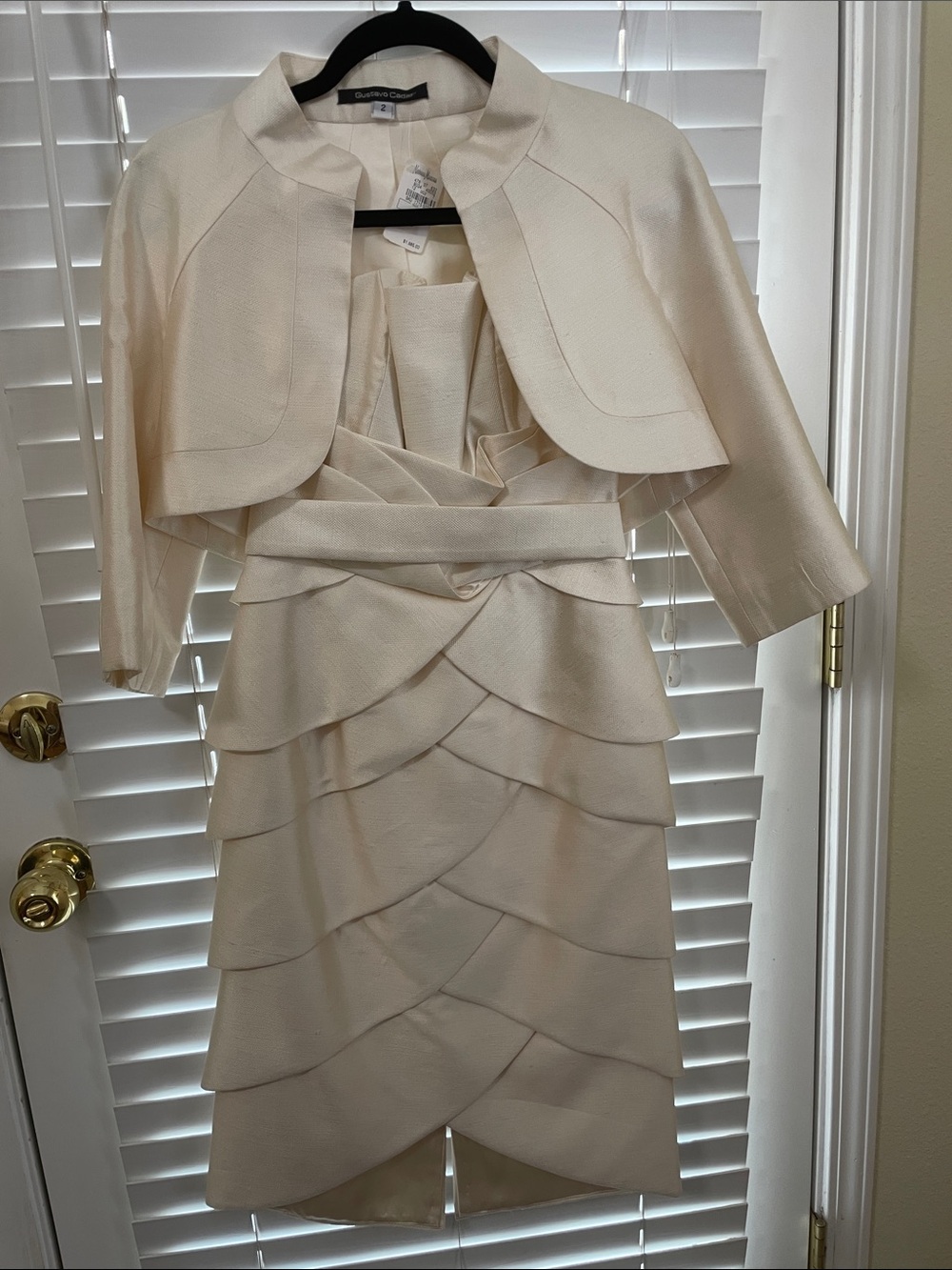 Gustavo Cadile Cream Satin Jacket and Dress